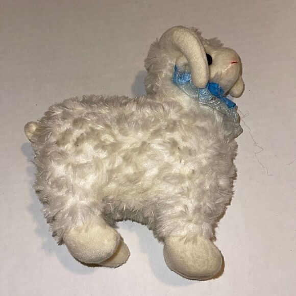 White Ram Plush 6” w/ blue ruffle collar - Picture 2 of 4